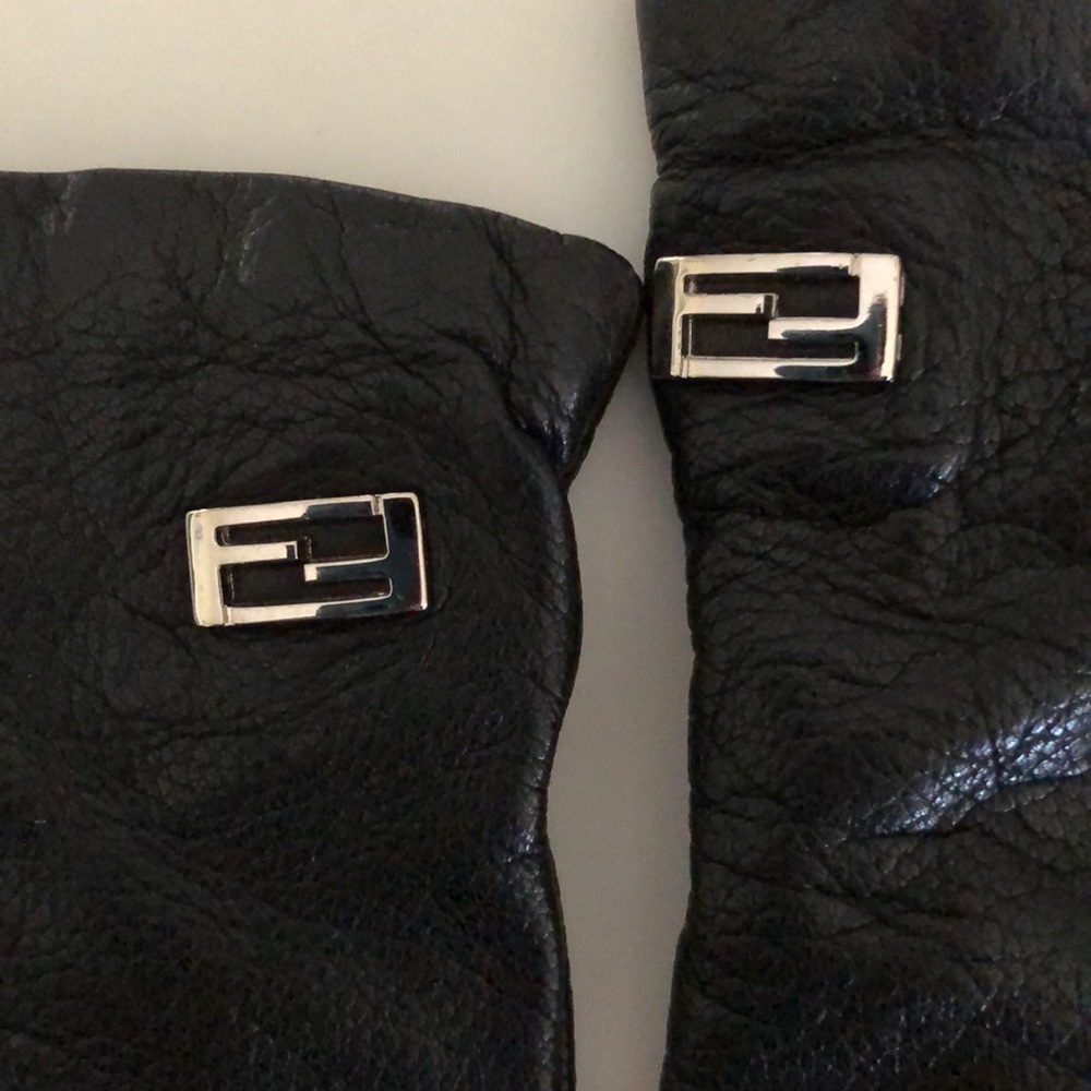 FENDI cashmere lined leather gloves
